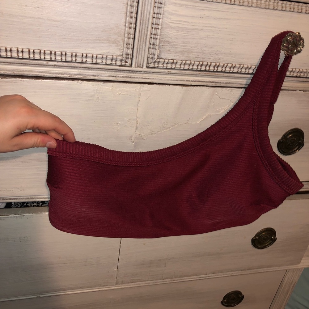 Red one shoulder bikini top
